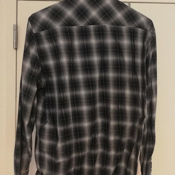 Blue/white plaid shirt (snaps) - Picture 2 of 2